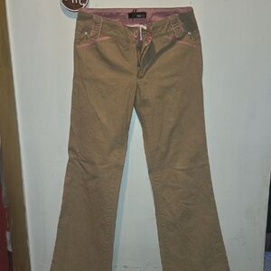Kitsch Tan Pants with Pink Waistband Detail